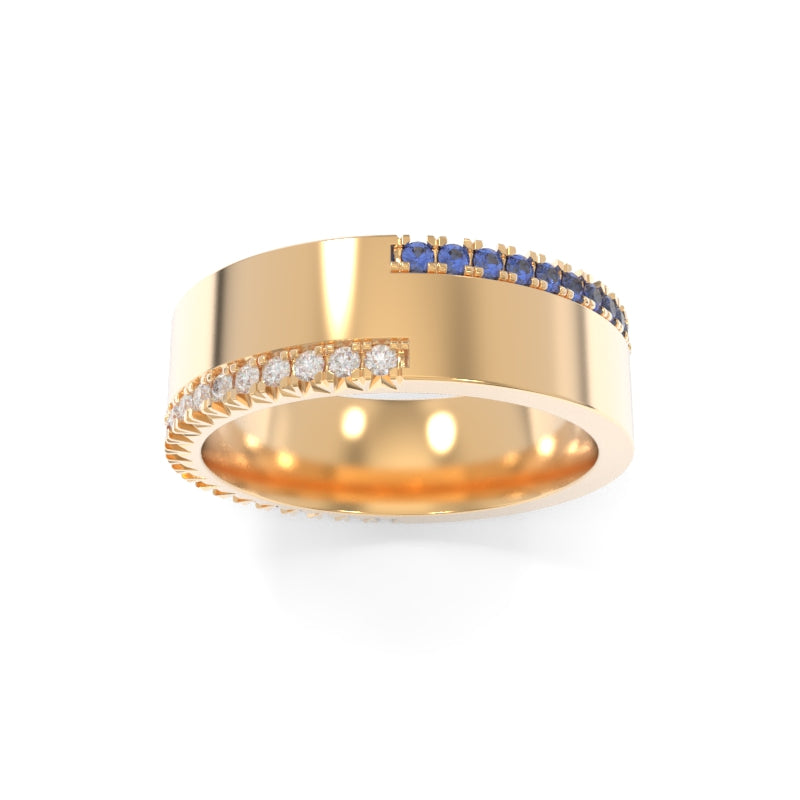 Reversible Diamond Sapphire Band 7mm