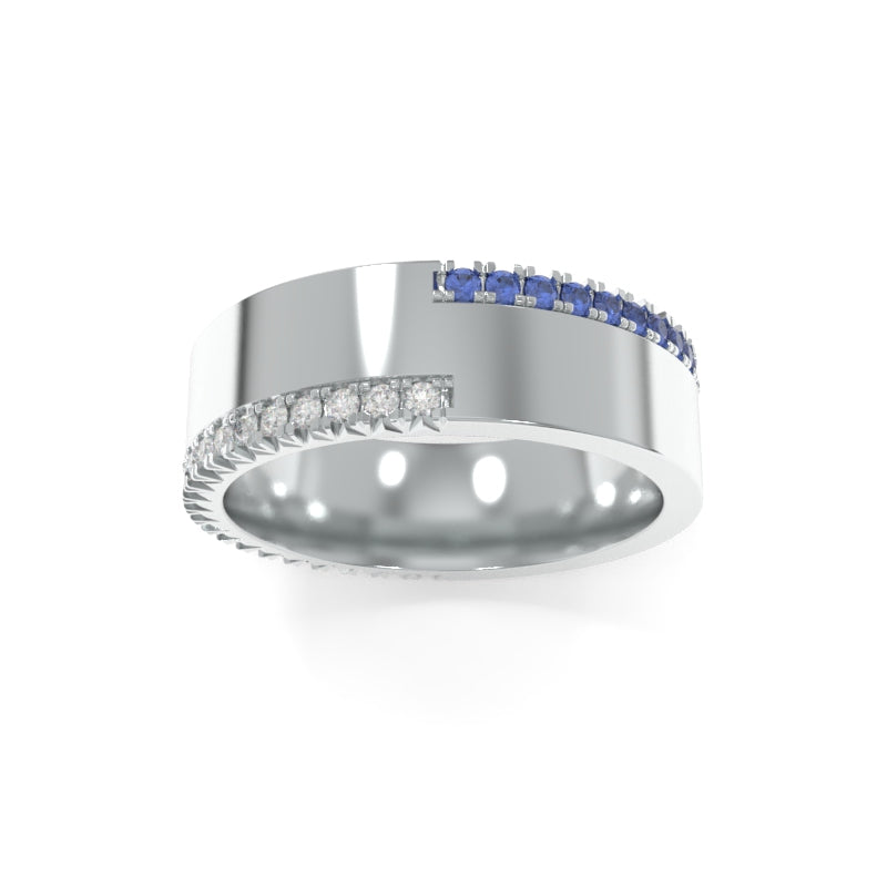 Reversible Diamond Sapphire Band 7mm
