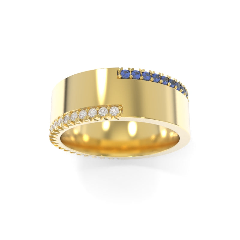 Reversible Diamond Sapphire Band 8mm