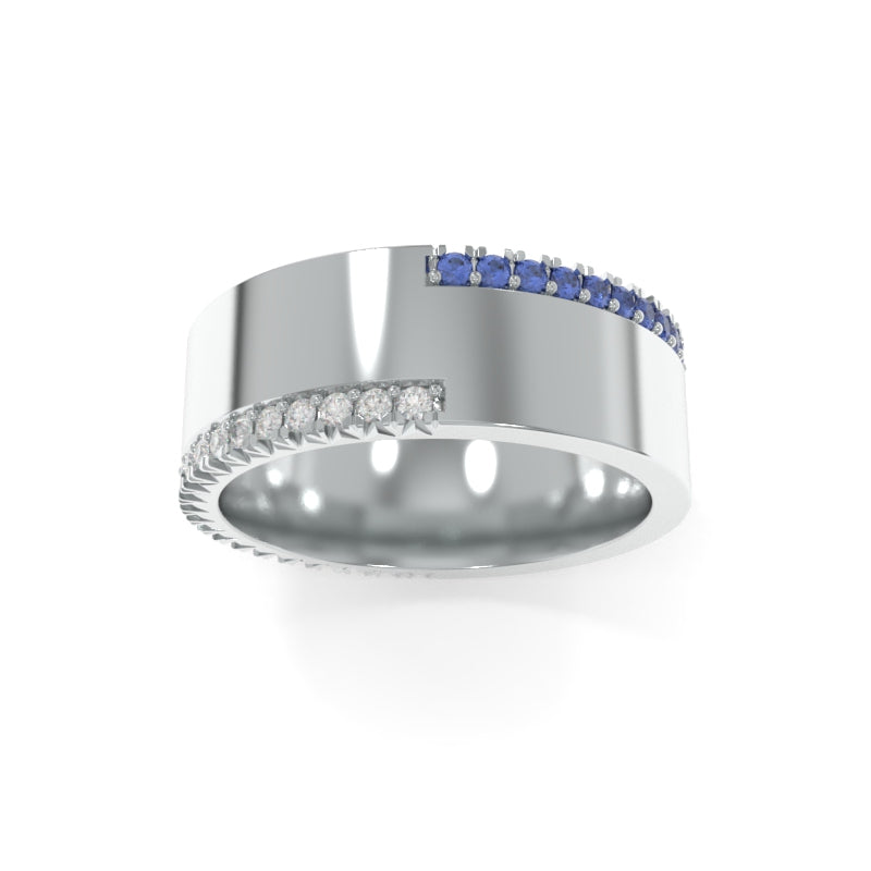 Reversible Diamond Sapphire Band 8mm