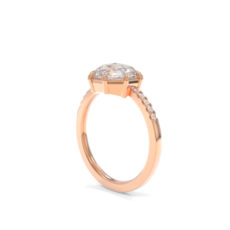 Rose Ring - 8.5mm Round Rose Cut TTG Moissanite