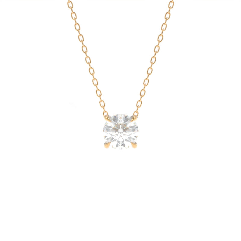 Tara Necklace 4mm Round Moissanite - 18K Champagne Gold