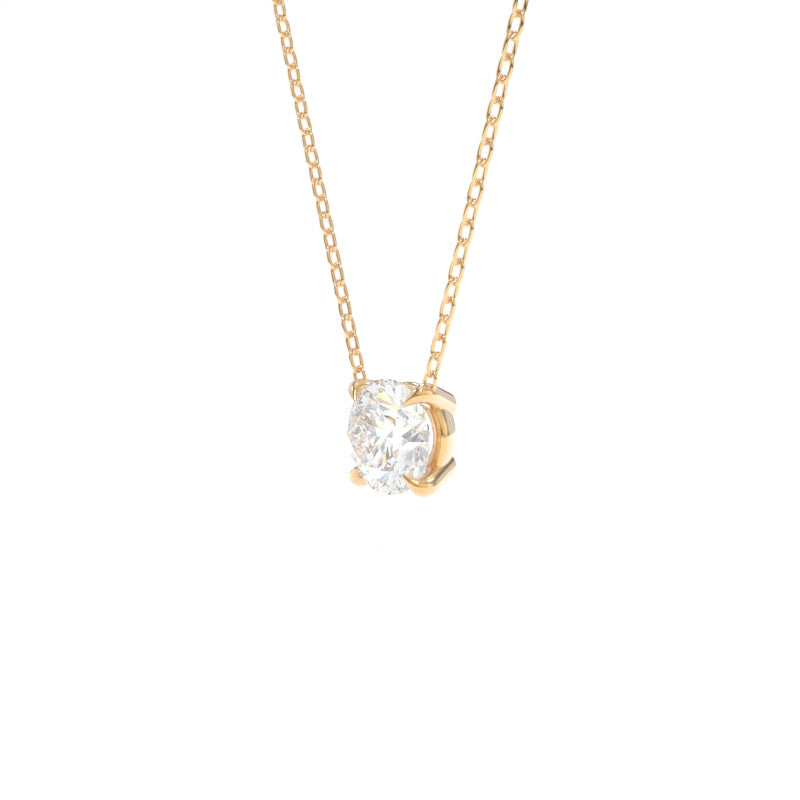 Tara Necklace 4mm Round Moissanite - 18K Champagne Gold