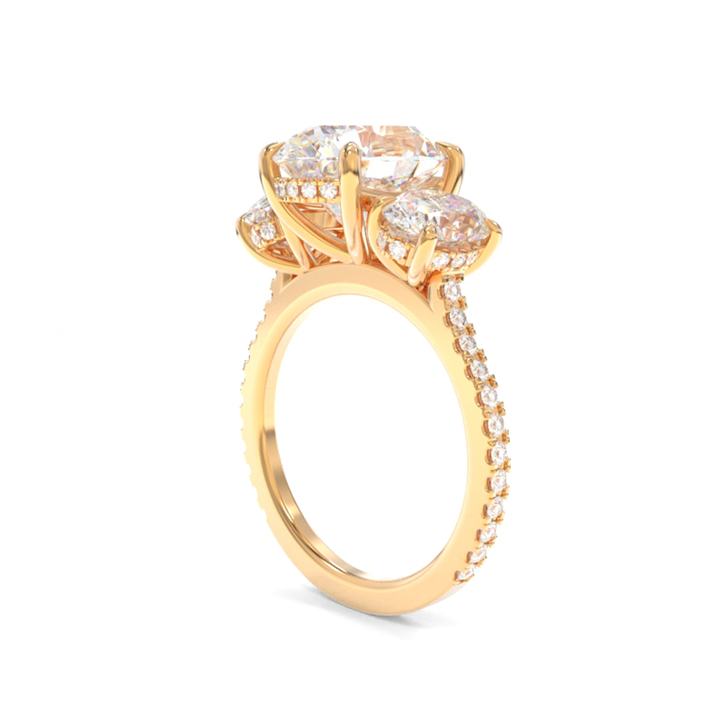Moissanite 3 stone ring cheap yellow gold