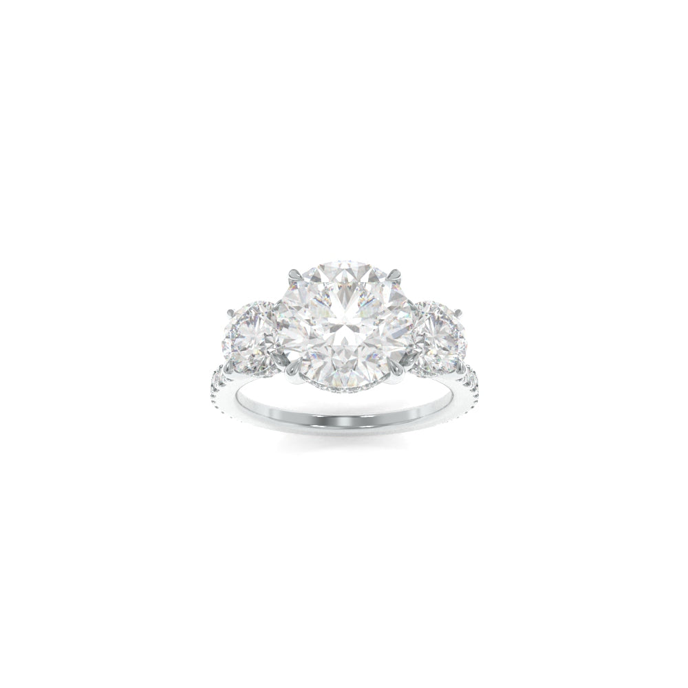 Taylor Three Stone Ring - 8mm Round H&A TTG Moissanite