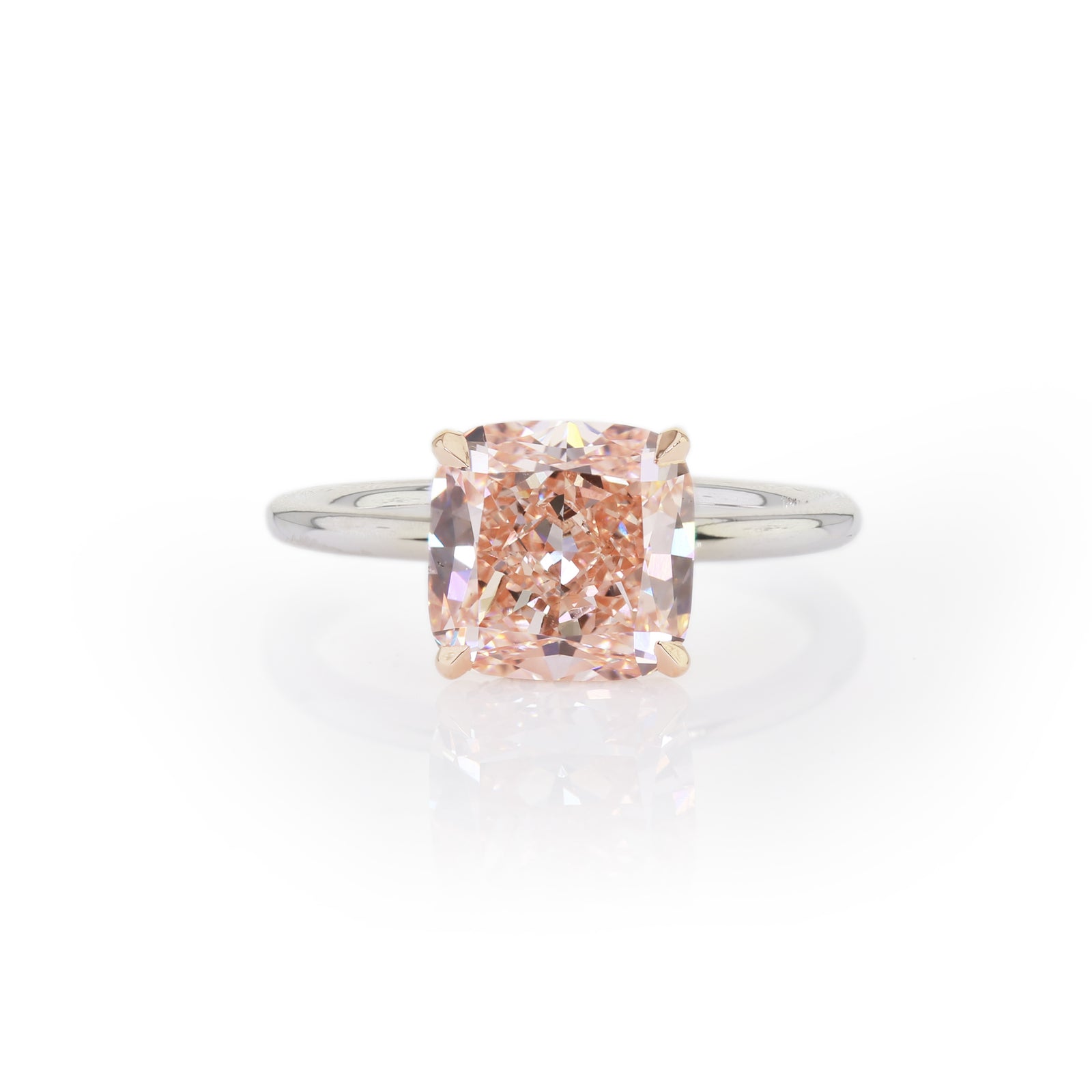 Taylor Solitaire - 3.70ct Cushion Pinkish-Brown Lab Grown Diamond